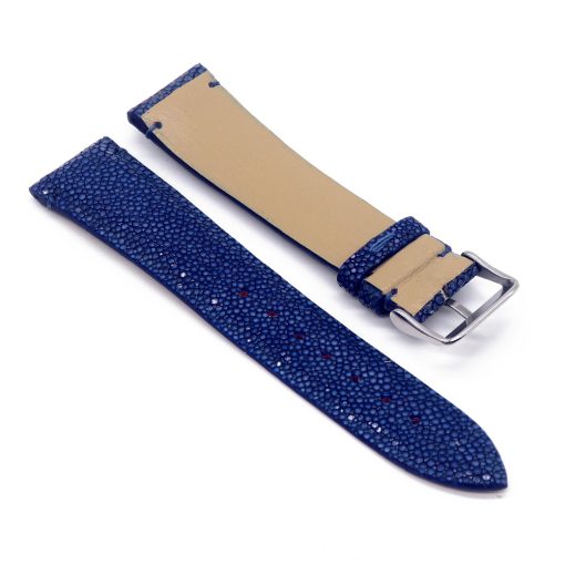 bracelet montre galuchat mdg bleu navy 2