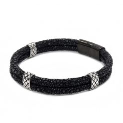 double bracelet jonc couleur noir mdg 2