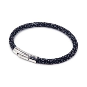 bracelet jonc galuchat noir mdg 2