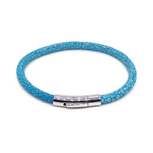 bracelet jonc galuchat turquoise mdg 1