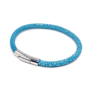 bracelet jonc galuchat turquoise mdg 2