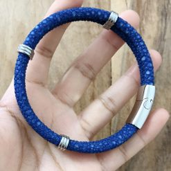 double bracelet jonc 5mm couleur bleu saphir 2