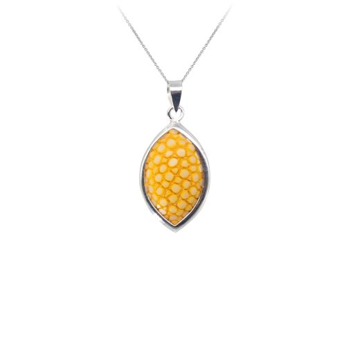 Marquise pendant in 925 sterling silver and lemon stingray