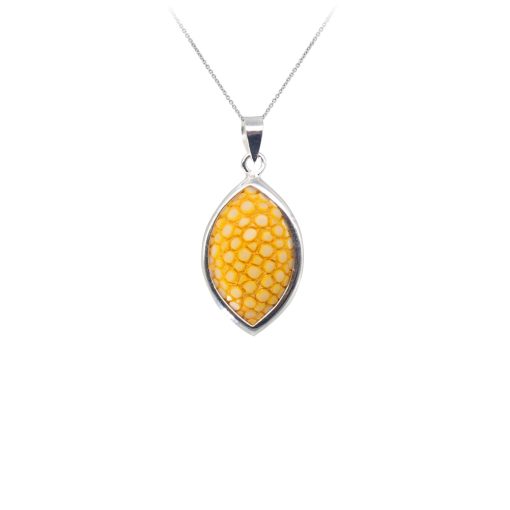 pendentif galuchat argent forme feuille citron