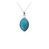 pendentif galuchat argent forme feuille turquoise