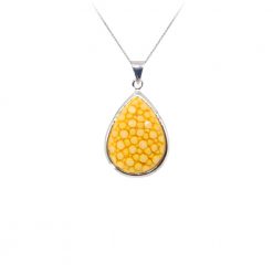 pendentif galuchat argent perle citron