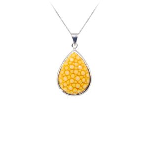 pendentif galuchat argent perle citron