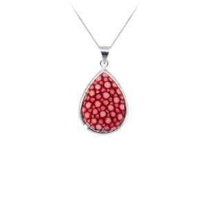 pendentif galuchat argent perle rouge