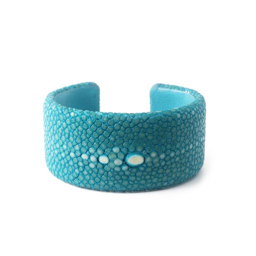 manchette galuchat turquoise 30mm perle 2