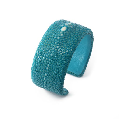 manchette galuchat turquoise 30mm perle