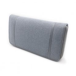 portefeuille long galuchat brut gris argent 3