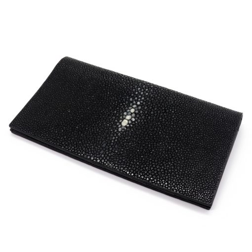 black-long-wallet-in-polished-stingray