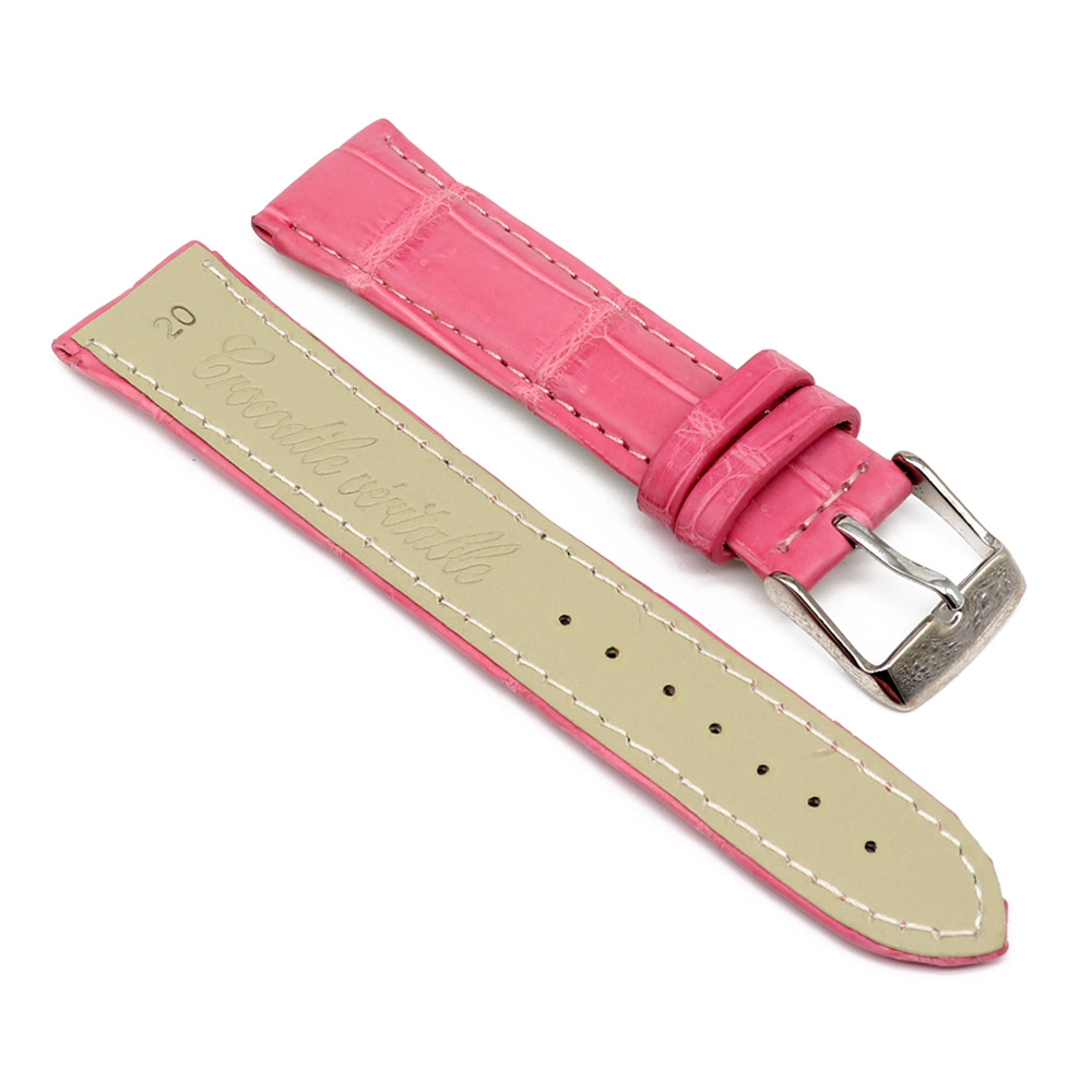 Bracelet de montre en alligator couleur rose sakura - Maison du Galuchat