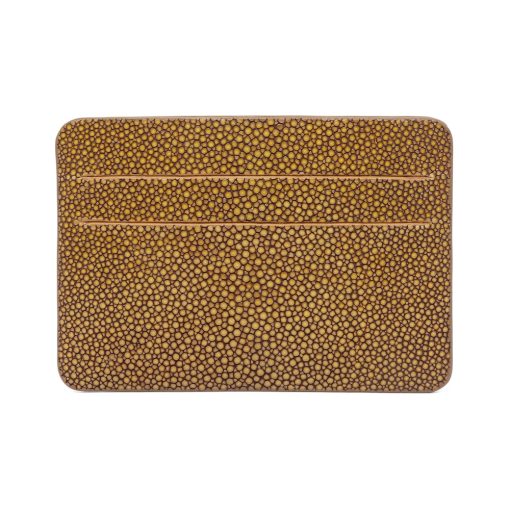 Stingray leather credit card holder mustard color