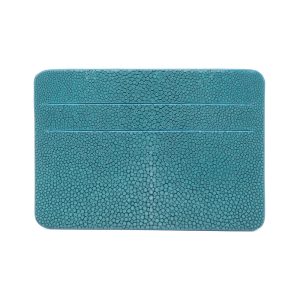 Stingray leather credit card holder turquoise color