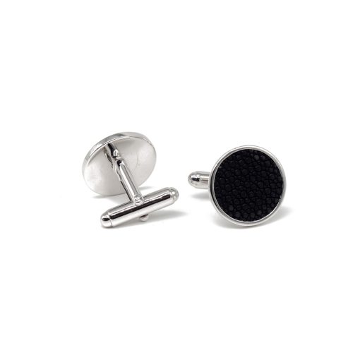 boutons de manchette argent galuchat noir2