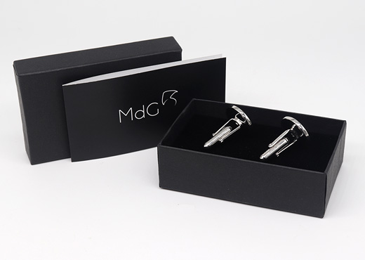 Silver and stingray leather cufflinks