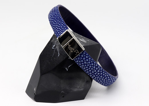 bracelet bande 10mm galuchat bleu saphir4