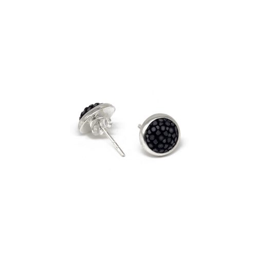 925 sterling silver and black shagreen chip earrings
