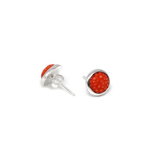 boucles d oreilles puce galuchat tangerine