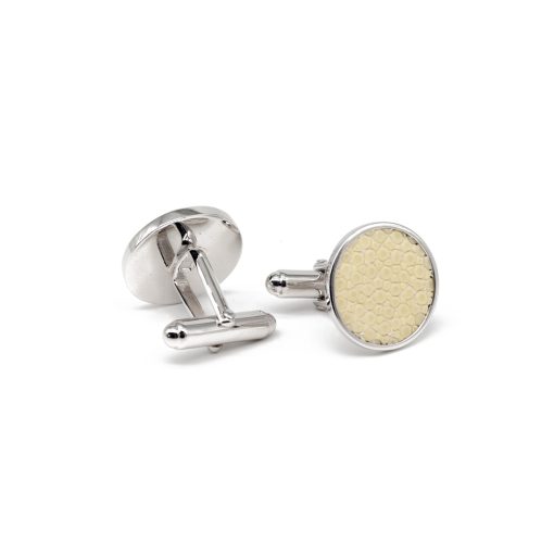 Silver and stingray cufflinks, snow color - Image 2