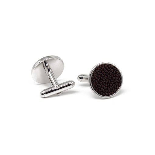 boutons de manchette argent galuchat chocolat2