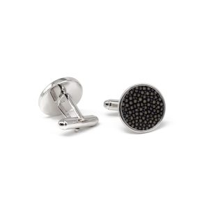 Silver and stingray cufflinks in steel color