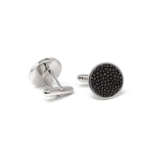 boutons de manchette argent galuchat gris steel2