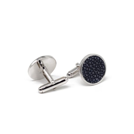 boutons de manchette argent galuchat lapis2