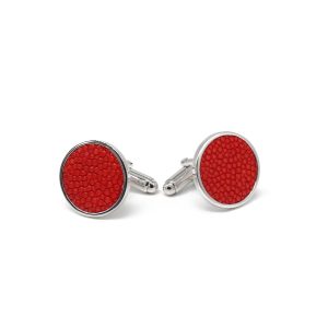 boutons de manchette argent galuchat rouge