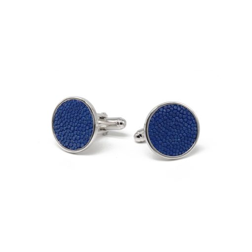 Silver and sapphire-colored stingray cufflinks