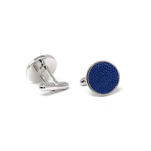 Silver and sapphire-colored stingray cufflinks - Image 2