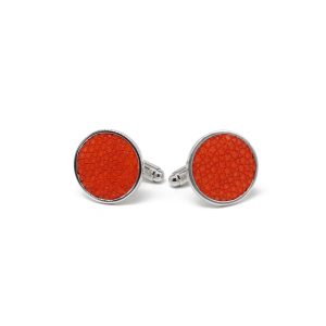 boutons de manchette argent galuchat tangerine