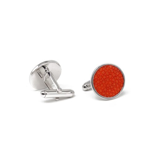 boutons de manchette argent galuchat tangerine2