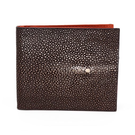 portefeuille clip galuchat chocolat 1