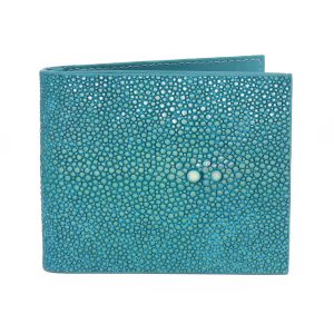 portefeuille clip galuchat turquoise 1