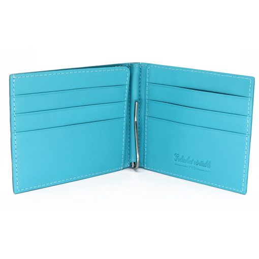 portefeuille clip galuchat turquoise 3