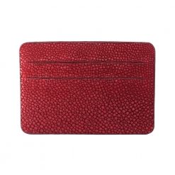 Stingray leather credit card holder in bordeaux color