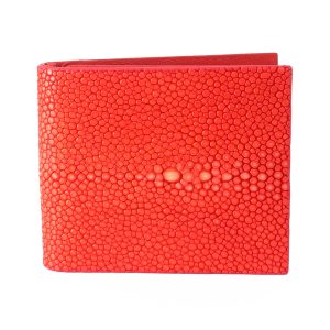 portefeuille clip galuchat rouge corail 1