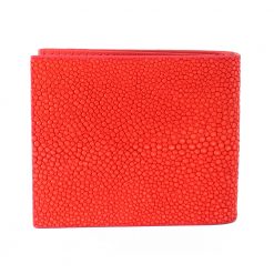 portefeuille clip galuchat rouge corail 2