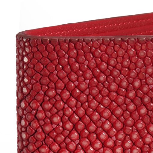 portefeuille galuchat signature mdg framboise 4