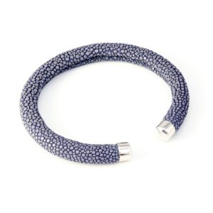 bracelet galuchat jonc rigide 6mm lapis 1