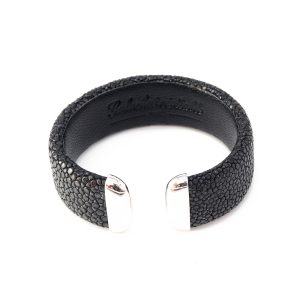 cuff in stingray 20mm mdg silver925 black 2