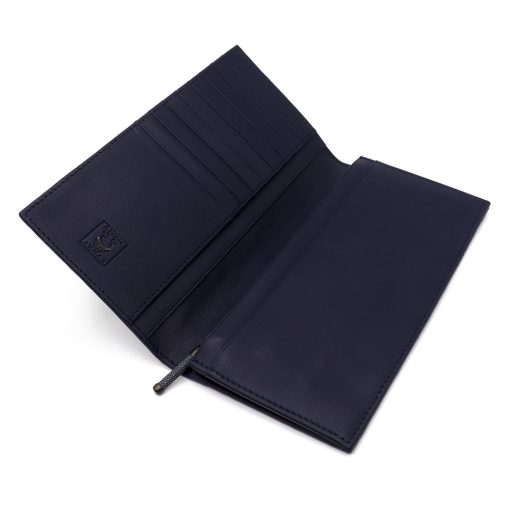 Long wallet in polished stingray lapis color