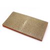 long wallet in polished stingray sand color