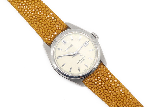 Bracelet de montre en galuchat poli couleur safran 4 bracelet montre galuchat safran c