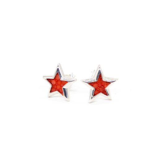 boucles d oreilles etoile galuchat orange 2