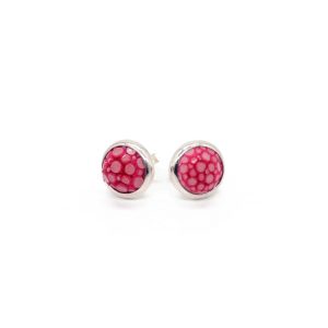 boucles d oreilles puce galuchat rose 2