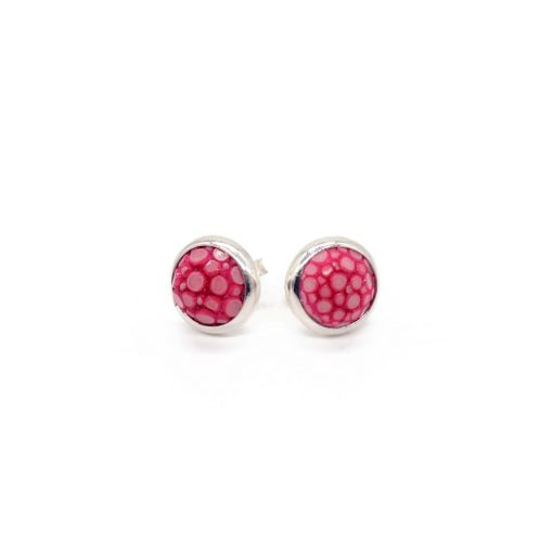 boucles d oreilles puce galuchat rose 2