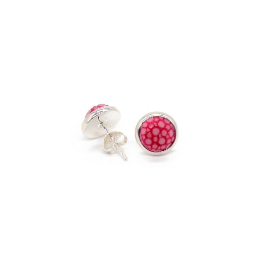 925 sterling silver and pink shagreen chip earrings